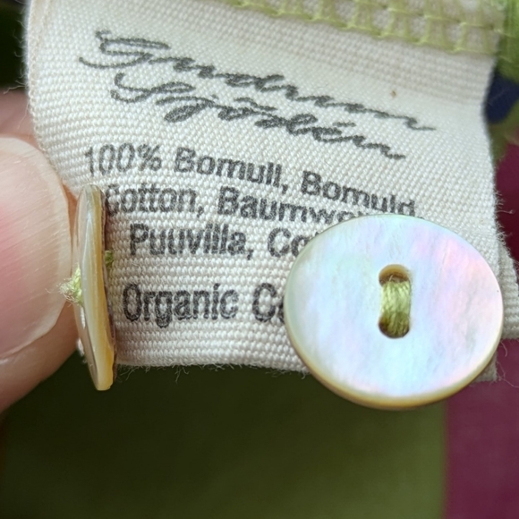 Gudrun Sjoden Vast Woven Tunic Top Long Sleeve Pockets XL Green Cotton Lagenlook - Picture 6 of 16